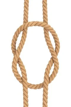 Rope with Reef Square Knot. 3d Rendering Stock Illustration