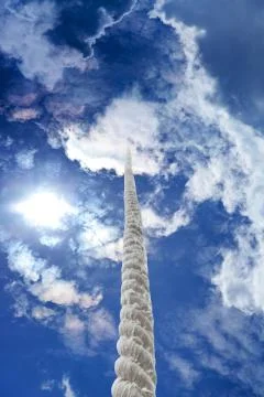 Rope rises to clouds in dark sky Stock Illustration