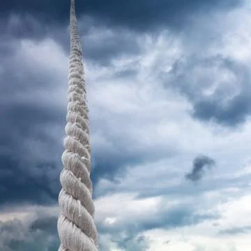 Rope rises to sky with storm clouds Stock Illustration