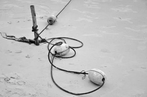 The rope on the sand Stock Photos