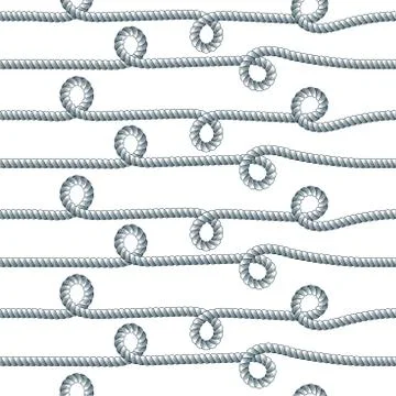 Rope seamless pattern, trendy vector wallpaper background. Cord with knots st Stock Illustration