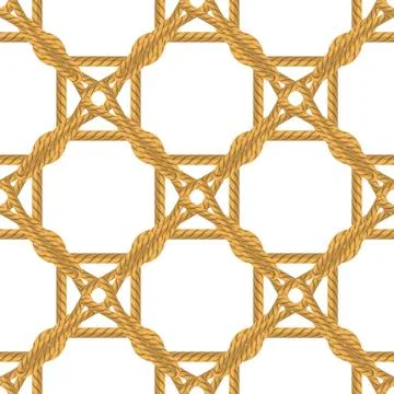 Rope Seamless Pattern on White Background. Rope Texture Illustrazione stock