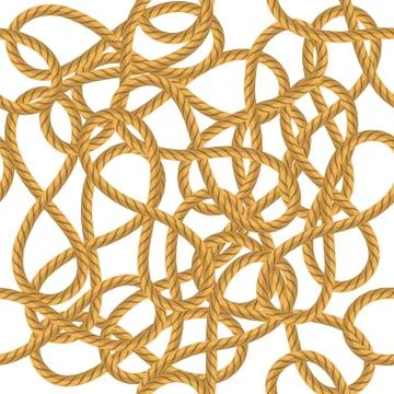 Rope Seamless Pattern on White Backround Illustrazione stock