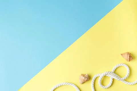 Rope with seashells. Marine theme. Stock Photos