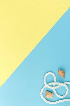 Rope with seashells. Marine theme. Stock Photos