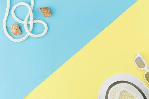 Rope with seashells. Marine theme. Stock Photos