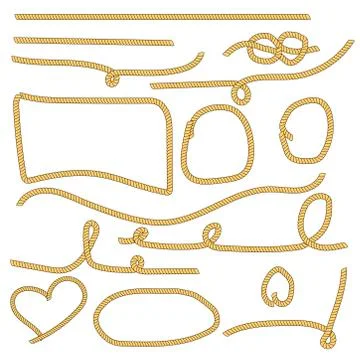 Rope set of various decorative rope elements Stock Illustration