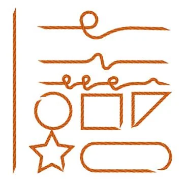 Rope set vector illustration isolated element cord cable line. Border frame s Stock Illustration