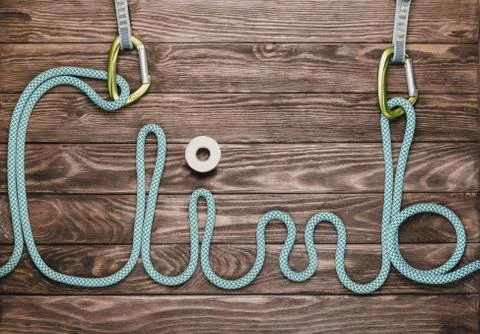 Rope in shape of word climb. Stock Photos