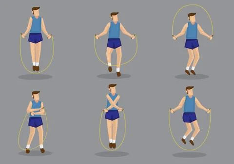 Rope Skipping Exercise Vector Character Set Stock Illustration