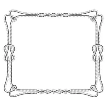 Rope square frame with knots and loops Stock Illustration