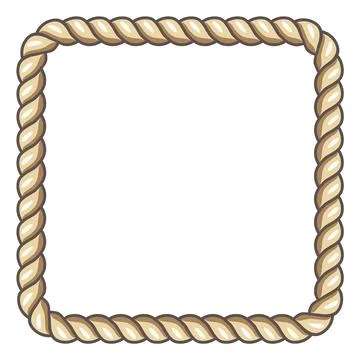 Rope square frame. Nautical yellow string border Illustrazione stock