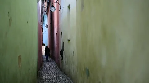 Rope Street or String Street, the narrowest street in Transylvania's Brasov Video stock 62940143