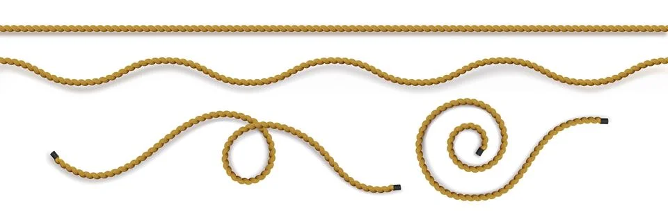 Rope string - wavy curved lines tied in loops. Stock Illustration