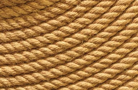 Rope texture roll in circle shape. Stock Photos