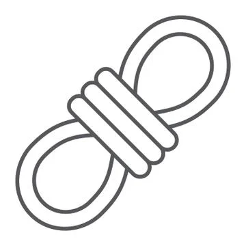 Rope thin line icon, camping and tourism, knot sign, vector graphics, a linear 스톡 일러스트
