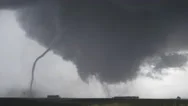 A Rope Tornado Moves In Front Of A Wedge Tornado Near Wakefield, Nebraska Stock Footage