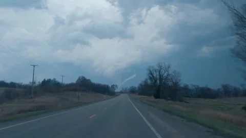 Rope Tornado on Storm Chaser Dashcam Stock Footage 237782731