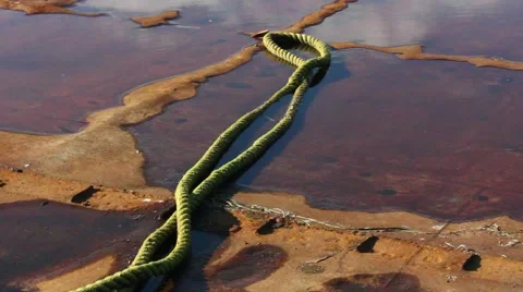 Rope in Water On Barge Deck Stock Footage 65505021