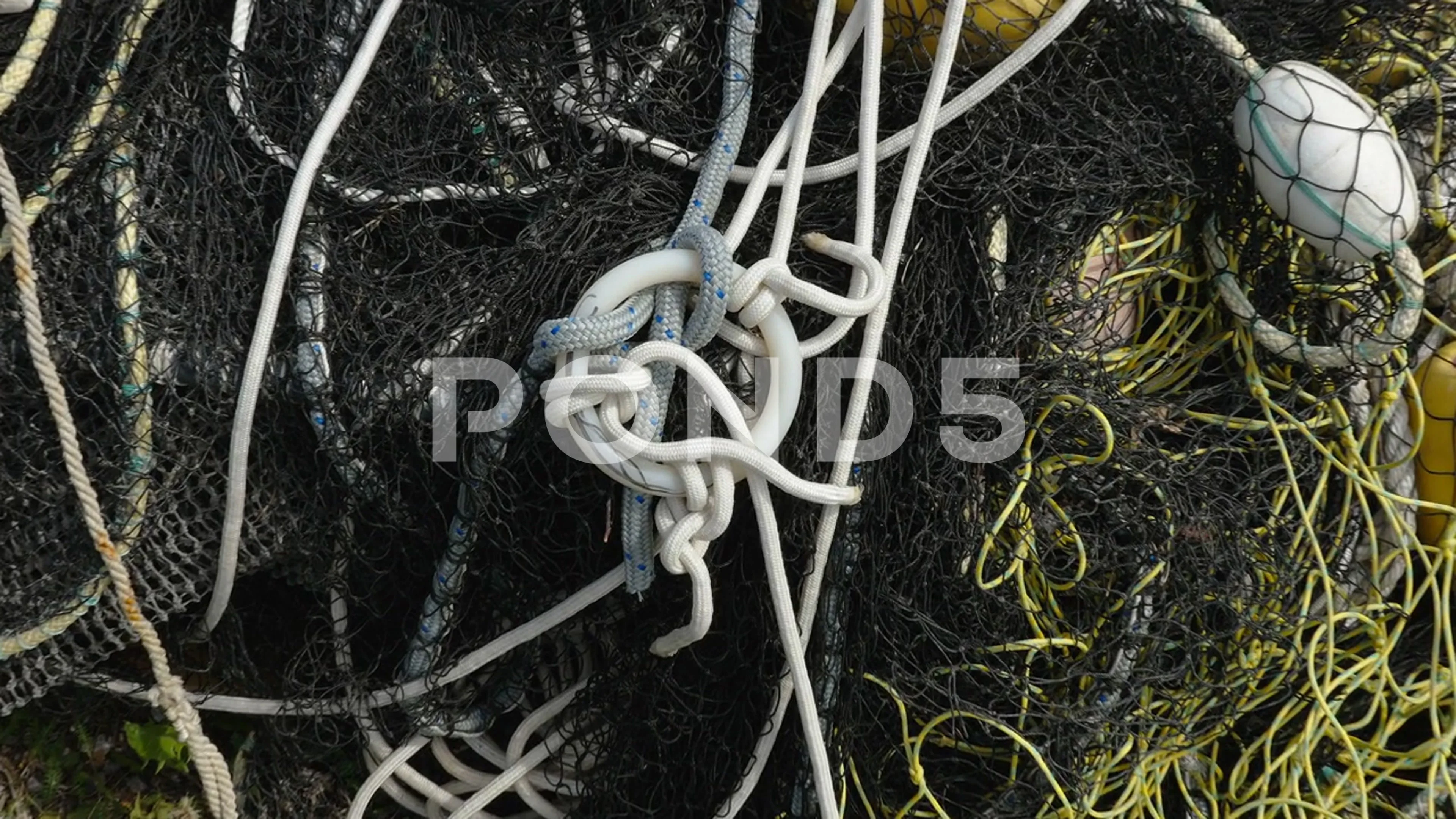 The ropes on the big fishing net in Esto, Stock Video