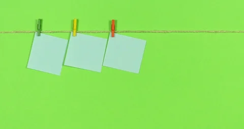 Ropes with clothespins appear notes for notes. Stock Footage 122767386