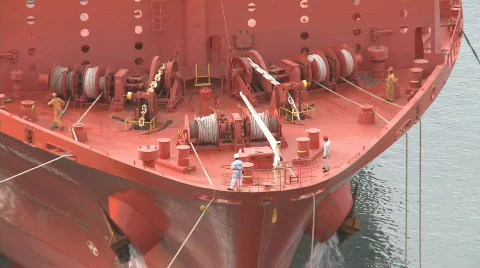 Ropes on container ship timelapse Stock Footage 735374