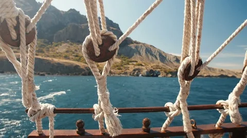 Ropes of a Floating Ship Stock Footage 81763935