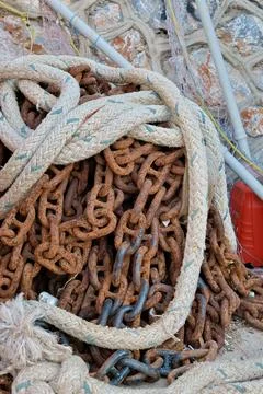 Ropes rusty chains Stock Photos