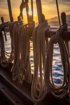 Ropes at sunset 库存照片