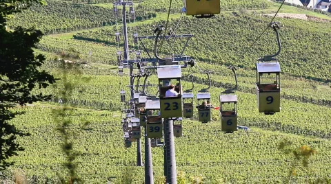 Ropeway and rhein river Stock Footage 865904