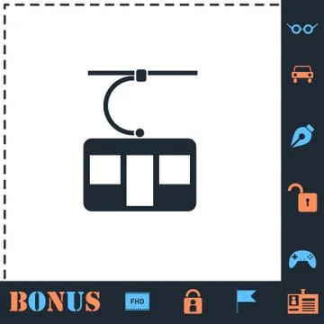 Ropeway cabines icon flat Stock Illustration
