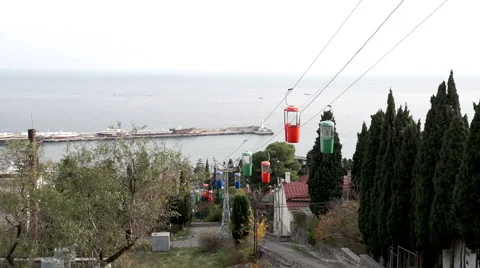 Ropeway with colorful trailers 動画素材 59506680