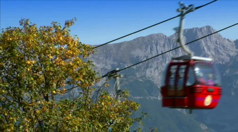 Ropeway crossing high alp close Stock Footage 535313