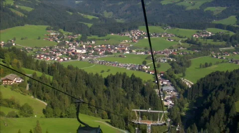 Ropeway down city view Stock Footage 536325
