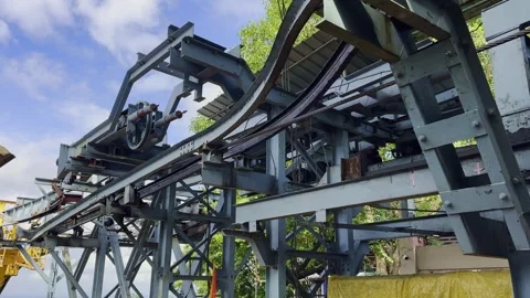Ropeway Mechanical Structure with Steel Framework Stock Footage 316745621