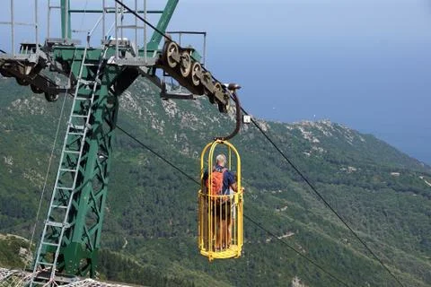 Ropeway on the mountain Stock Photos