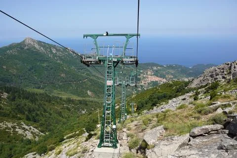 Ropeway on the mountain Stock Photos