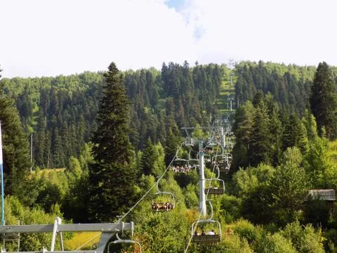 Ropeway in the mountains Stock Photos