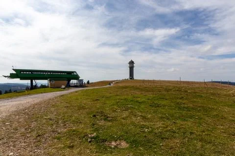 Ropeway station and tower on top of the Feldberg, Black Forest, Germany Stock Photos