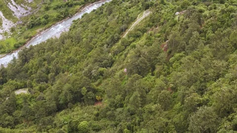 Ropeway Transport of Vegetables in Remote Nepal Mountain Village Stock Footage 332758841