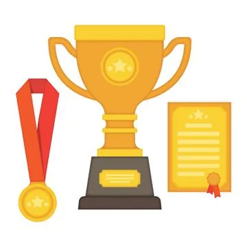 Rophy and awards. Flat Style - vector illustration Stock Illustration