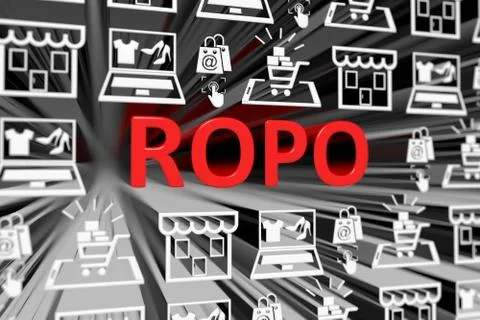 ROPO concept blurred background 3d render illustration Stock Illustration