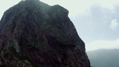 Roque Cano. Vallehermoso. La Gomera. Big rock. Drone. Aerial. 3 Video stock 202100832