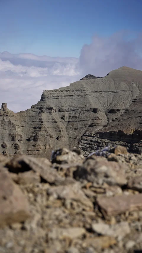 Roque de los muchachos, the highest peak of la palma, canary islands, emerges Stock Footage 297613552
