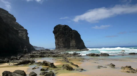 Roque del Morro med beach waves background 11098 Vidéo 31818770