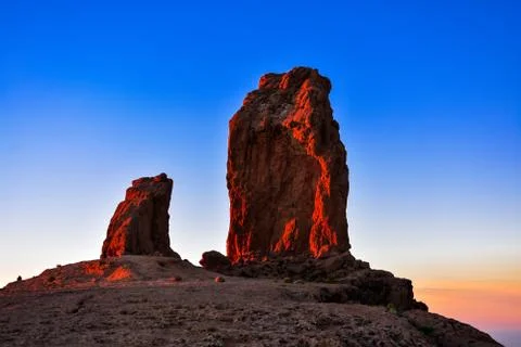 ROQUE NUBLO IN THE SUNSET Stock Photos