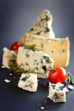 Roquefort cheese composition Stock Photos