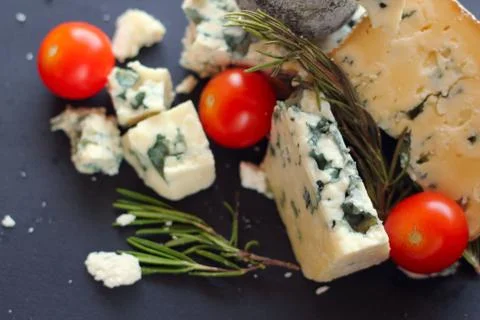 Roquefort cheese composition Stock Photos