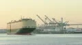 RORO Ship Leaves Port at Sunset HD Footage