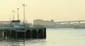 RORO Ship Leaves Port at Sunset HD Footage